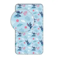 Cearceaf pentru copii albastru din bumbac pentru pat de o persoană cu elastic 90x200 cm Lilo & Stitch "Blue" – Jerry Fabrics