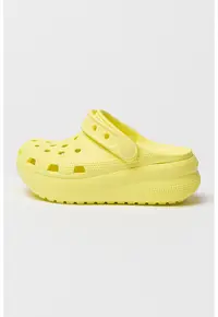 Saboti slingback cu talpa wedge si aspect perforat Cutie - Galben deschis