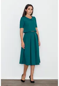 Set dama fusta si bluza - verde - poliester 100%