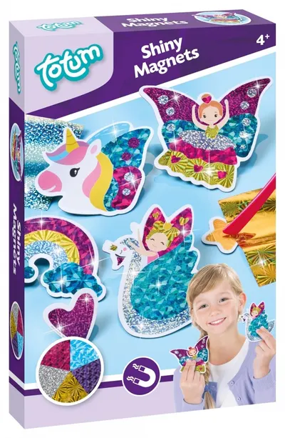 Set creativ Totum - Confecționează singur magneți strălucitori, unicorn/zână, 6 bucăți