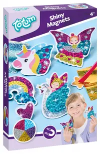 Set creativ Totum - Confecționează singur magneți strălucitori, unicorn/zână, 6 bucăți