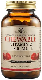 Chewable Vitamin C, zmeură, 500 mg, 90 tablete, Solgar