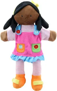 Păpușă pentru teatru de păpuși The Puppet Company - Fetita cu haine roz, 38 cm