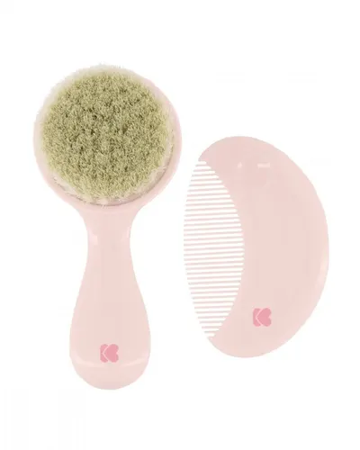 Set perie si pieptan pentru bebelusi KikkaBoo Savanna Roz cu peri naturali,Fara BPA,Potrivit de la 0 luni,Pieptan cu dintii rotunjiti