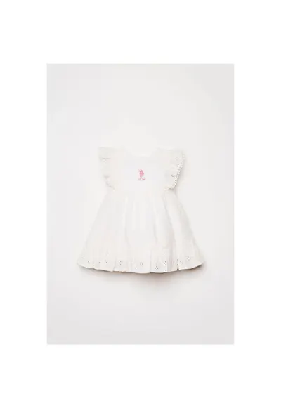 Rochie din bumbac cu dantela sangallo - Alb