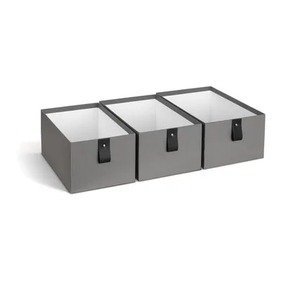 Cutii de depozitare gri 3 buc. din carton 20,5x29,5x14,5 cm Aston Paper Laminate – Bigso