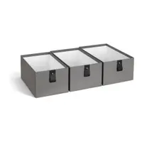 Cutii de depozitare gri 3 buc. din carton 20,5x29,5x14,5 cm Aston Paper Laminate – Bigso