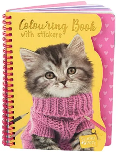 Carte de colorat cu autocolante Studio Pets - A5, pisicuță
