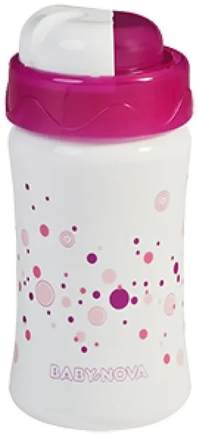 Baby Nova Cana cu pai din silicon - 340 ml, roz