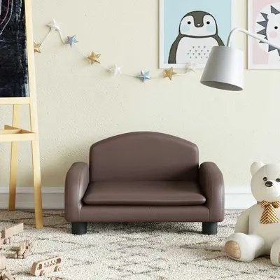 vidaXL Canapea pentru copii, maro, 50x40x30 cm, piele ecologică