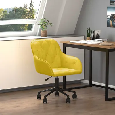 vidaXL Scaun de birou pivotant, galben, catifea