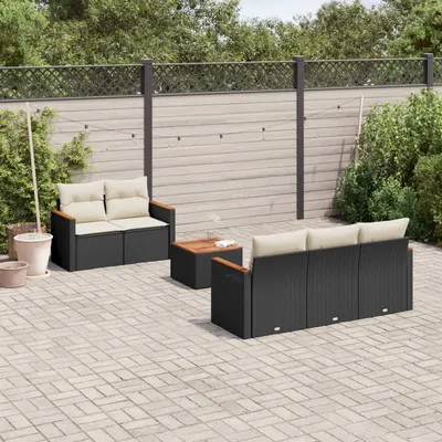 Gossi set mobilier de gradina cu perne, 6 piese, negru, poliratan