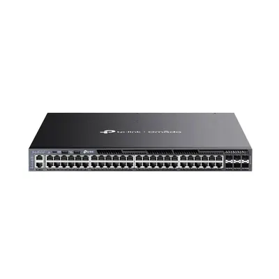 Switch rackabil Gigabite cu 48 porturi TP-Link SG6654XHP, 6 SFP, 160.7 Mpps, 216 Gbps, PoE, integrare Omada, cu management