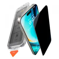 Folie de protectie Ecran Privacy Torras GlassGo Install Master pentru Apple iPhone 16 Plus, Sticla Securizata, Full Glue