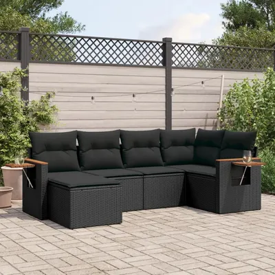 Gossi set mobilier de gradina cu perne, 6 piese, negru, poliratan