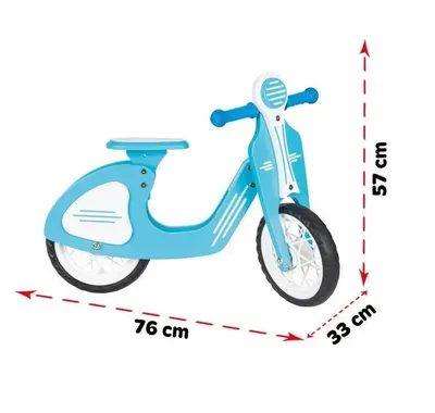 Bicicleta copii fara pedale Pilsan Retro Blue, scaun reglabil in 3 pozitii, sarcina maxima 30 kg, de la 2 ani, roti din cauciuc EVA