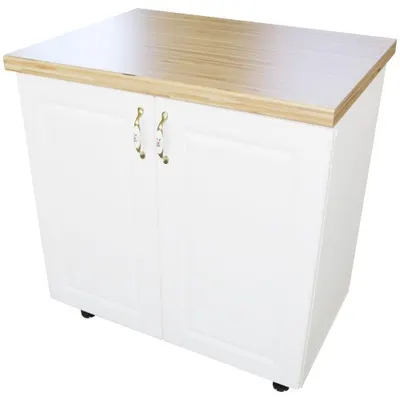Masca pentru chiuveta cu 2 usi 80 cm Zebra, alb/MDF Alb Mat, cu blat Artar, 80 x 85 x 60 cm
