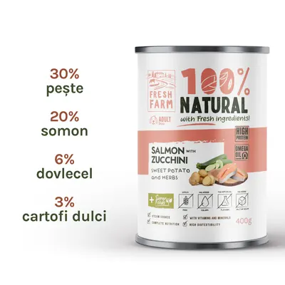 Fresh Farm Coarse pate with salmon, zucchini, sweet potatoe and herbs 400 gr