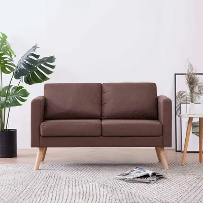 vidaXL Canapea cu 2 locuri, maro, material textil