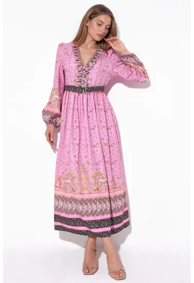 Rochie Maxi - Floral - roz - Poliester-Lycra