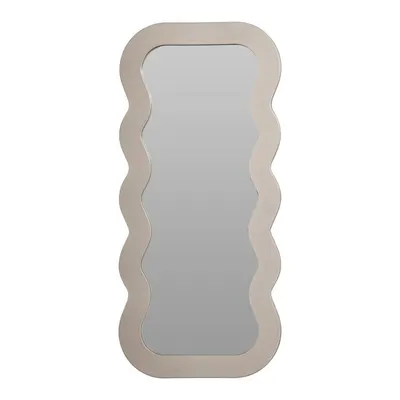 Oglindă decorativă cu ramă ondulată – 37x80 cm, sticlă + cadru MDF, gri