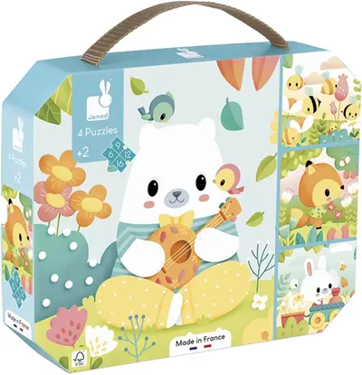Puzzle pentru copii Janod - În pădure, 4 tipuri
