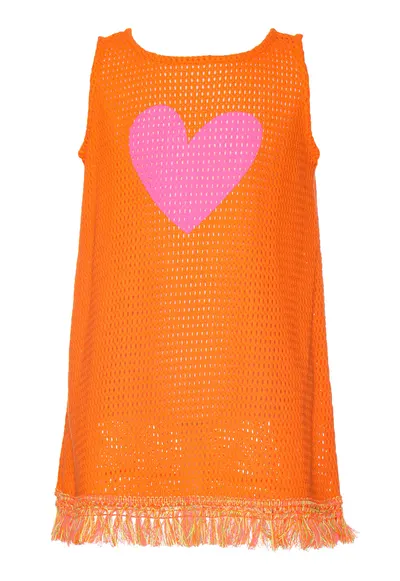 Rochie de plasa cu inimi - Portocaliu