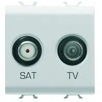 Priza Tv-Sat - Directa - 2 Module - Alb Lucios - Antibacterian - Chorusmart