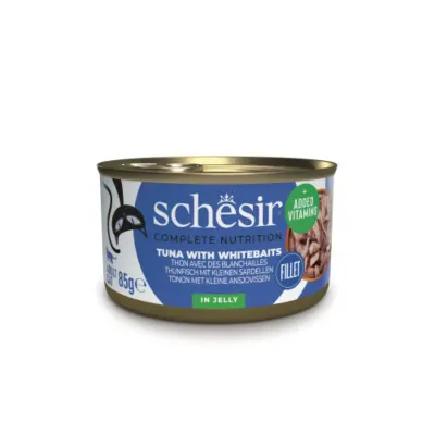SCHESIR Complete Nutrition, Ton și Anșoa, conservă hrană umedă pisici, (în aspic), 85g
