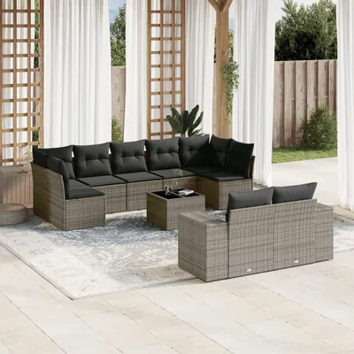 Gossi set mobilier de gradina cu perne, 10 piese, gri, poliratan