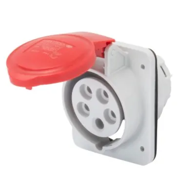 Priza industriala incastrata 10° HP - IP44/IP54 - 3P+N+E 32A 380-415V 50/60HZ - RED - 6H - Strangere cu surub