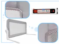 Bariera de protectie pentru pat copii, Ikonka, pliabila cu cadru metalic, dimensiune 120 x 48.5 cm, Gri