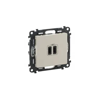 Double USB Type C+C charging prizas Valena In'matic - ivory Valena Life