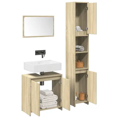 Gossi set mobilier de baie, 3 piese, stejar sonoma, lemn prelucrat
