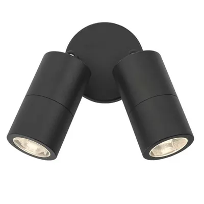 Aplica Ortega Outdoor 2 Light Wall Spotlight Matt Black IP65