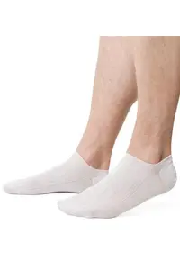 Sosete bumbac 100% scurte raiate S042 - Alb