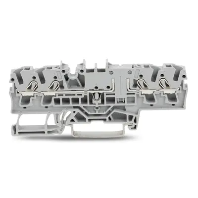 4-conductor through terminal block; 2.5 mm²; with test option; same profile as 4-conductor disconnect terminal block; side and center marking; for DIN-rail 35 x 15 and 35 x 7.5; Push-in CAGE CLAMP®; 2,50 mm²; gray