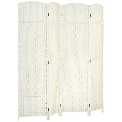 HOMCOM Paravent interior din lemn 4 panouri divizor de cameră pliabil pentru sufragerie dormitor 180 x 180 cm alb | Aosom Romania