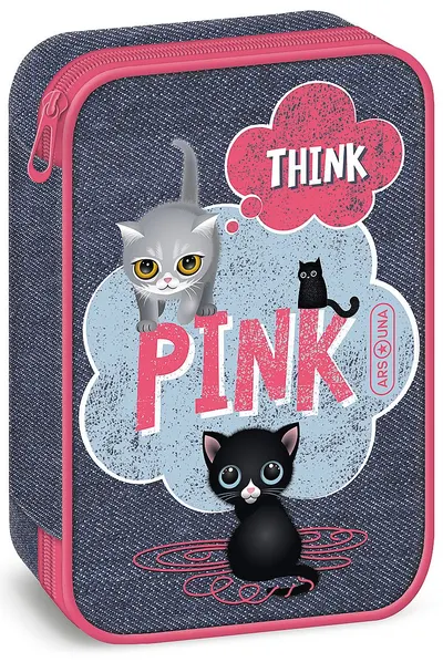 Servieta Ars Una Think Pink - 1 fermoar pe 2 nivele, gri închis