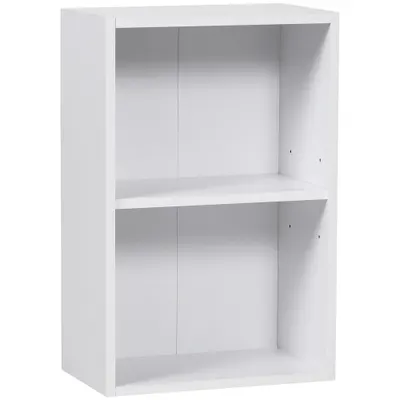 Biblioteca din lemn HOMCOM, cu raft, 40x24x61 cm, alba | Aosom Romania