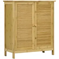 HOMCOM Comodă în Stil Boho din Rattan și Bambus, Dulap cu 2 Uși și Raft Interior, 60x27x67.5 cm, Lemn Natural | Aosom Romania