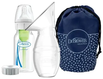 Pompă de sân din silicon Dr. Brown's - Cu sticlă Options+, 120 ml