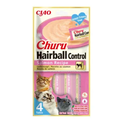 Ciao Churu Hairball Control Recompensa Cremoasa cu Somon 4x14 Gr