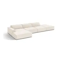 Colțar modular crem cu tapițerie din catifea (cu colț pe partea stângă/cu șezlong) Jodie – Micadoni