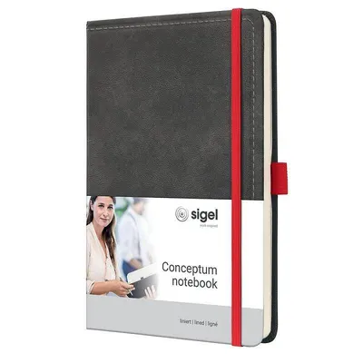 Caiet Sigel Conceptum - A5, design retro, copertă tare, negru