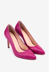 Pantofi dama NUR din piele texturata fuchsia cu toc subtire