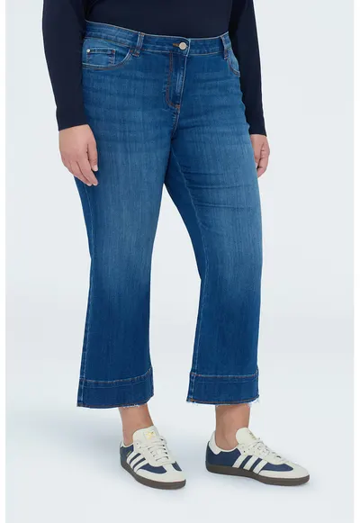 Blugi crop cu croiala bootcut - Albastru