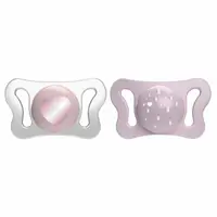 Set 2 suzete bebelusi, Chicco, Physioforma, Silicon moale, Sterilizabil la microunde, 0-2 luni, Roz
