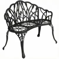 Outsunny Bancă de grădină 2 locuri aluminiu turnat rezistentă la intemperii bancă de exterior cu spătar în formă de lalea motiv floral 99 x 57 x 78 cm | Aosom Romania