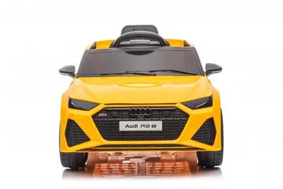 Masinuta electrica pentru copii Audi RS6 Yellow cu roti EVA 70W, telecomanda, pornire la buton, roti Eva si scaun piele